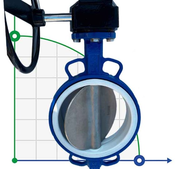 PN6 DN200 Засувка Батерфляй, чавунний корпус, диск AISI 304, Seat: PTFE