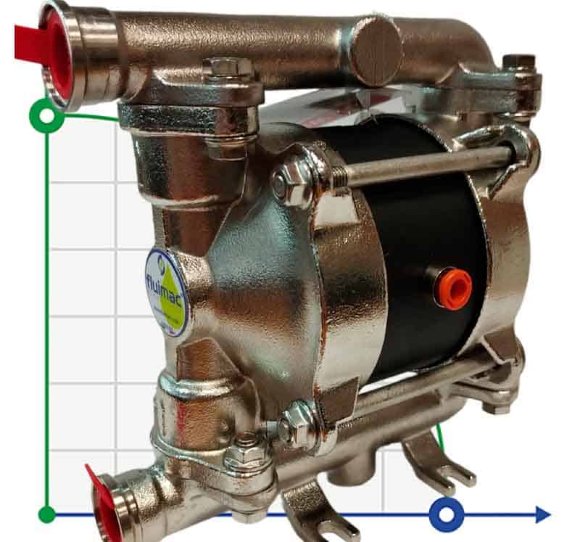 Пневматичний мембранний насос PHOENIX P18 AISI316 HYTREL+PTFE, 20 л/хв для лугу