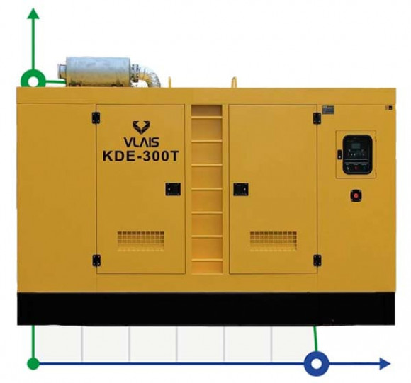 Промисловий дизельний генератор VLAIS KDE-300T з ATS, двигун Ricardo 300kVA, 240kW, 380V/50HZ закритого типу