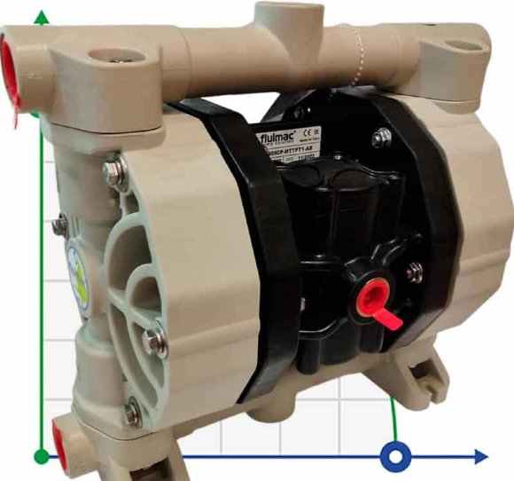 Пневматичний мембранний насос PHOENIX P90 PP HYTREL+PTFE, 100 л/хв для сірчаної кислоти