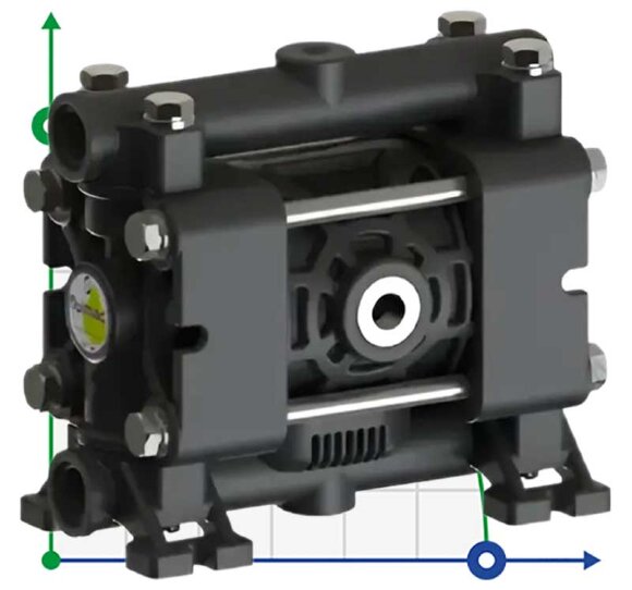 Насос FLUIMAC PHOENIX P08 PVDF+CF NBR+PTFE, 7 л/хв пневматичний мембранний для перекачування в’язких рідин