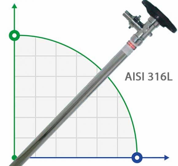 1200 мм, AISI 316L, HP насосна частина (труба) до бочкового насоса