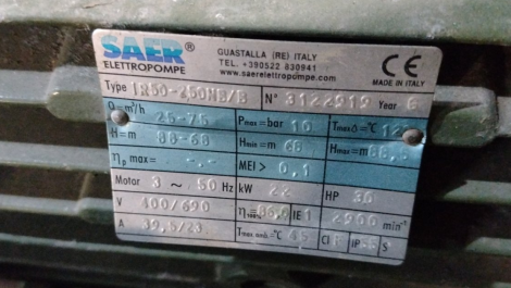 Bomba SAER IR sustitución de rodamientos y cierre mecánico