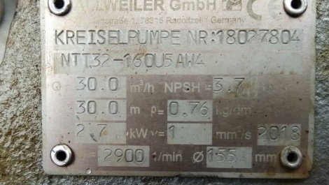 Reparación bomba ALLWEILER NTT 32-160 U5 AW4