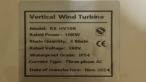 Vertical wind turbine 10 kW