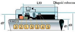 Schemat uszczelnienia mechanicznego R-MG13