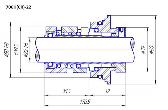 Uszczelnienie mechaniczne Grundfos HQQE CR/CRN/CRI 32...150 art. 96525458