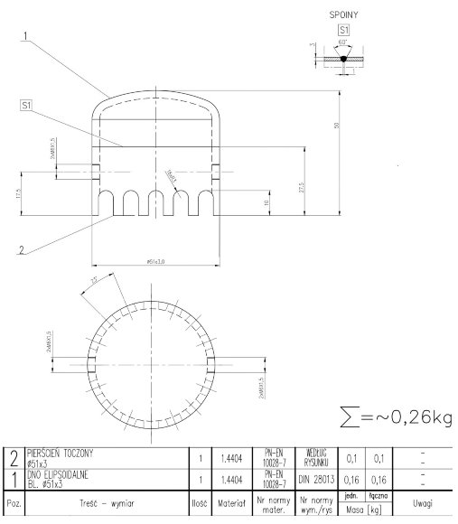 Ковпачок дистиляційної, ректифікаційної колони ф51x3mm з нержавіючої сталі AISI 316L