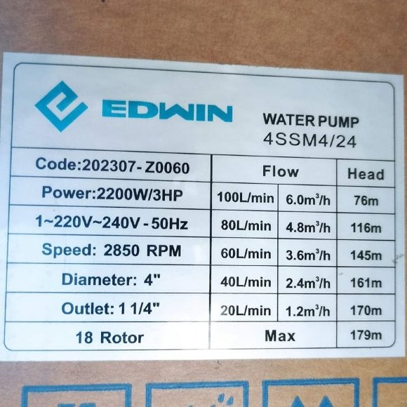 Bohrlochbewässerungspumpe 4SSM4/24, Auslass: 1 1/4 Zoll, 2,2 kW, 220 V