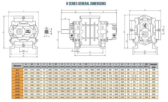 Gebläse RUUT BLOWER H 19 (DN 150), 2150m3/h