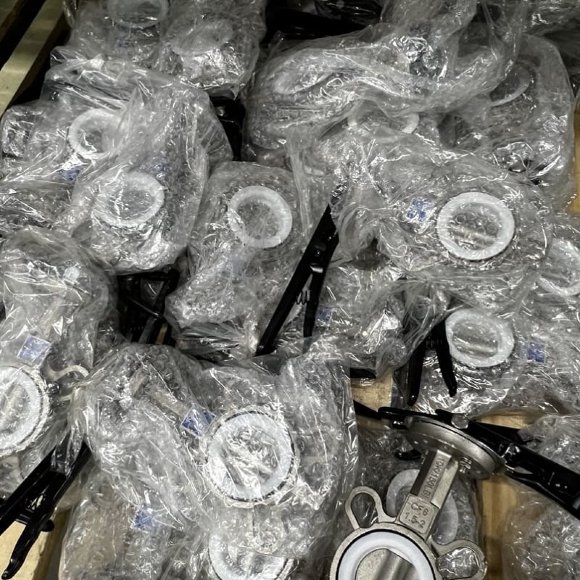 PN16 DN65 Засувка Батерфляй, корпус і диск з нержавіючої сталі AISI 304, Seat PTFE