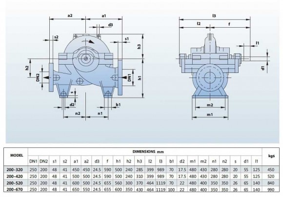 BSC 200-420A/B, (3000) - насос двустороннего входа