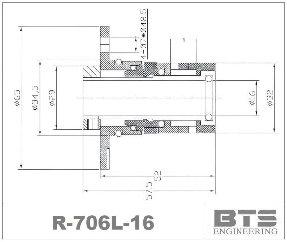 Sello tipo cartucho R-706L 16, SIC/SIC, EPDM, 304 para bombas LFP, SNP, Speroni