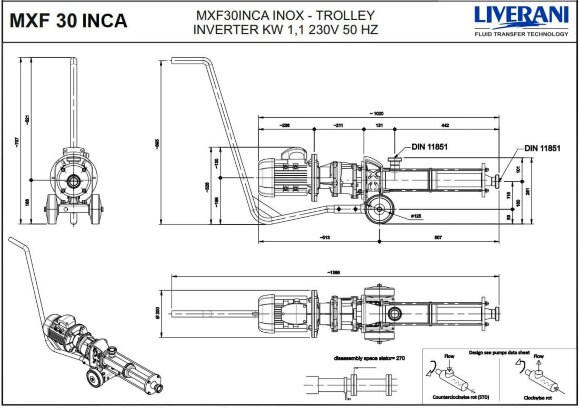 Bomba de tornillo de acero inoxidable LIVERANI MXF30INCA TF 1,5kW 190-880rpm 380V AISI316 con convert. de frecuen., control remoto (15m), sobre carro Bomba de tornillo de acero inoxidable LIVERANI MXF30INCA TF 1,5kW 190-880rpm 380V AISI316 con convert. de frecuen., control remoto (15m), sobre carro