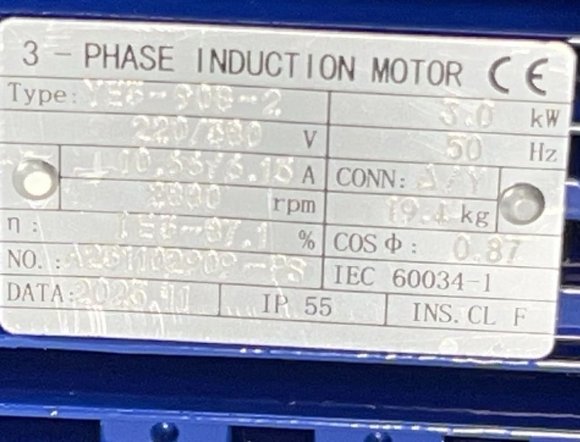 Open impeller pump BK400, 3.0kW, AISI304, 380V/50Hz, 2900