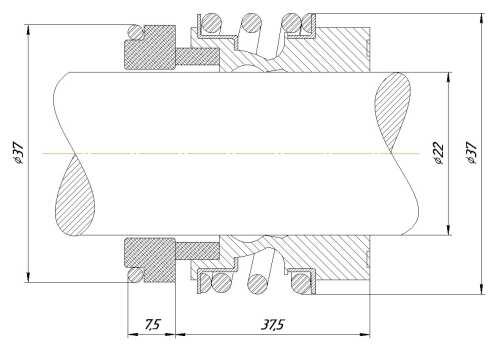 Торцевое механическое уплотнение вала R-MG13 22, CAR/SIC, VITON, 304, G6