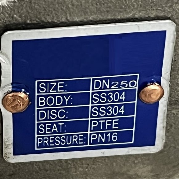 PN16 DN250 Válvula de mariposa, cuerpo y disco de acero inoxidable AISI 304, asiento PTFE PN16 DN250 Válvula de mariposa, cuerpo y disco de acero inoxidable AISI 304, asiento PTFE