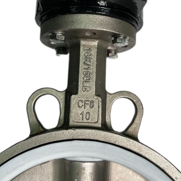 PN16 DN250 Válvula de mariposa, cuerpo y disco de acero inoxidable AISI 304, asiento PTFE PN16 DN250 Válvula de mariposa, cuerpo y disco de acero inoxidable AISI 304, asiento PTFE