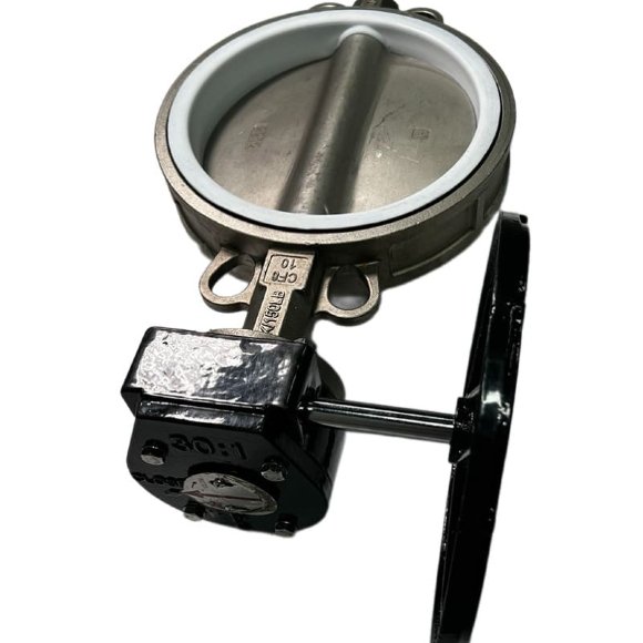 PN16 DN250 Válvula de mariposa, cuerpo y disco de acero inoxidable AISI 304, asiento PTFE PN16 DN250 Válvula de mariposa, cuerpo y disco de acero inoxidable AISI 304, asiento PTFE