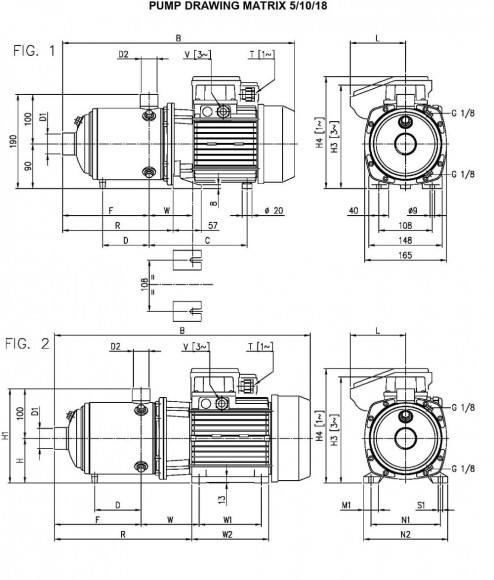 Bomba horizontal multietapas Ebara MATRIX 5-3T/0,65 M, 220V