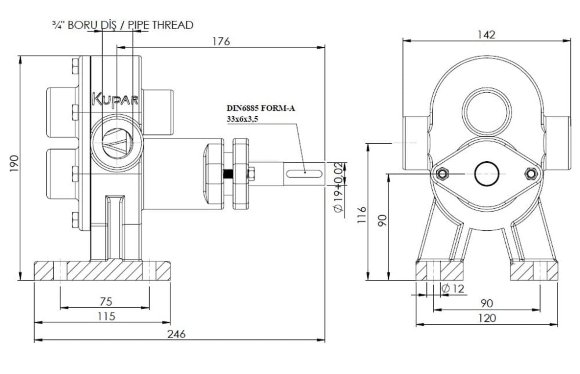 Шестеренчатий насос для миючих засобів Kupar KHP 3/4 дюйма, 1,25-3,4 м3/год Шестеренчатий насос для миючих засобів Kupar KHP 3/4 дюйма, 1,25-3,4 м3/год