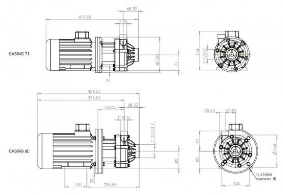 Насос с магнитной муфтой DM 10 PVDF, VITON, 0.75 кВт Насос с магнитной муфтой DM 10 PVDF, VITON, 0.75 кВт