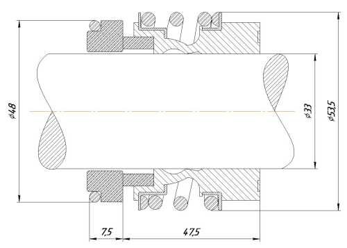 Mechanical seal for pump shaft R-MG13 33, CAR/SIC, VITON, 304, G6 type BURGMANN MG13, AESSEAL B013, B093U, B013SS, FLOWSERVE 193