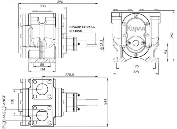 Bomba de engranajes para chocolate Kupar KCP 2 1/2 pulgadas, 30 m3/h Bomba de engranajes para chocolate Kupar KCP 2 1/2 pulgadas, 30 m3/h