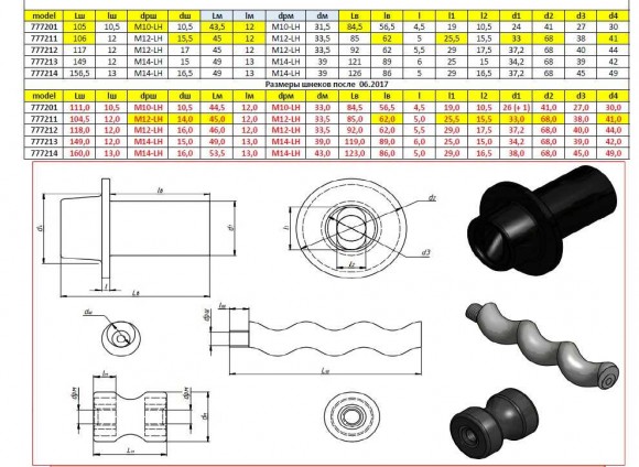 Screw in collection for borehole screw pumps for model 777214 Screw in collection for borehole screw pumps for model 777214