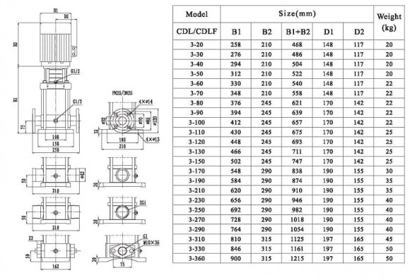 CDLF 3-250, AISI 316 насос многоступенчатый