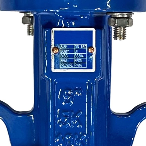 PN16 DN150 Zasuwa motylkowa, korpus żeliwny, tarcza AISI 304, gniazdo EPDM