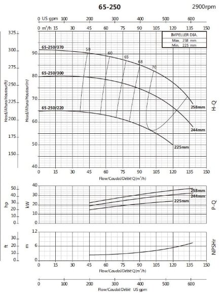 Pompe console pour irrigation BSM 65-250/220 (90/58,5), 22kW, 2900 Pompe console pour irrigation BSM 65-250/220 (90/58,5), 22kW, 2900