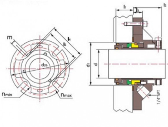 Sello de cartucho R-CSM 25, SIC/SIC, VITON, 304