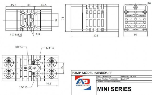 MINI005-P-NT-P-Y Pneumatische Membranpumpe MINI005-P-NT-P-Y Pneumatische Membranpumpe