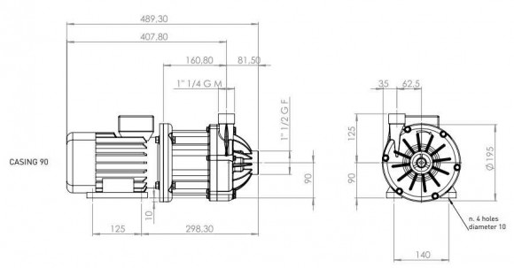 Насос с магнитной муфтой DM 15 PP, VITON, 1,5 кВт Насос с магнитной муфтой DM 15 PP, VITON, 1,5 кВт