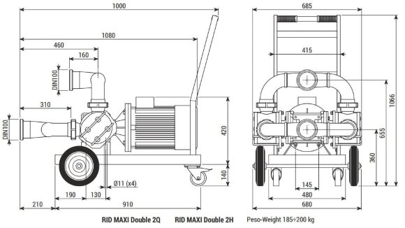 Імпелерний насос LIVERANI RID MAXI Double 2Q NR TF 5,5-3,0 кВт, 470-235 об/хв, 380В з редуктором, на візку з панеллю управл. CE, захистом сухого ходу Імпелерний насос LIVERANI RID MAXI Double 2Q NR TF 5,5-3,0 кВт, 470-235 об/хв, 380В з редуктором, на візку з панеллю управл. CE, захистом сухого ходу