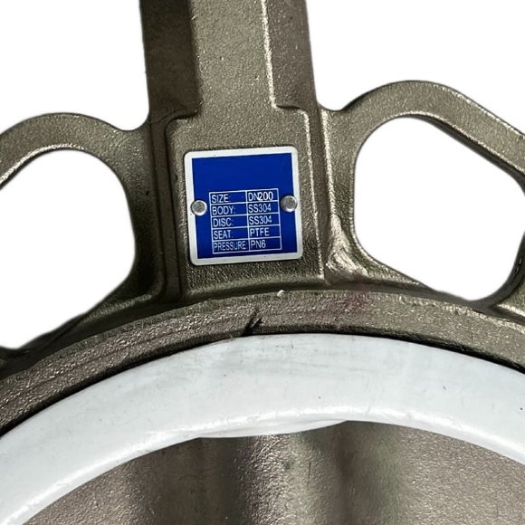 PN6 DN200 Задвижка Баттерфляй, корпус и диск AISI 304, PTFE с пневмоприводом Ex двойного действия, позиционер 4-20MA