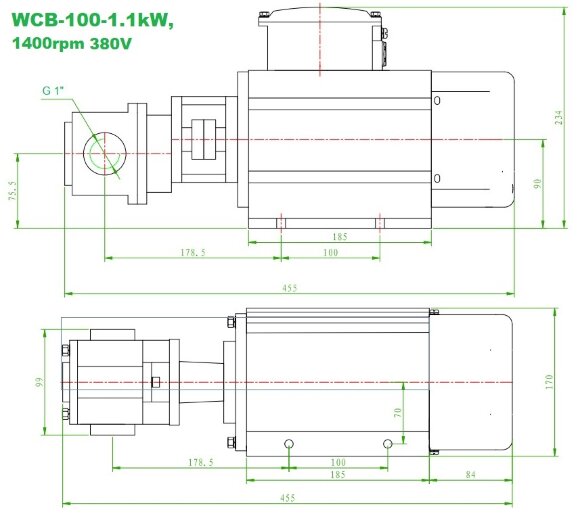Edelstahl-Zahnradpumpe zum Umfüllen von Motoröl WCB-100/380V 50Hz, 50 l/min, 30 m, AISI 304, 1,1 kW, 1400 U/min, Ex Edelstahl-Zahnradpumpe zum Umfüllen von Motoröl WCB-100/380V 50Hz, 50 l/min, 30 m, AISI 304, 1,1 kW, 1400 U/min, Ex