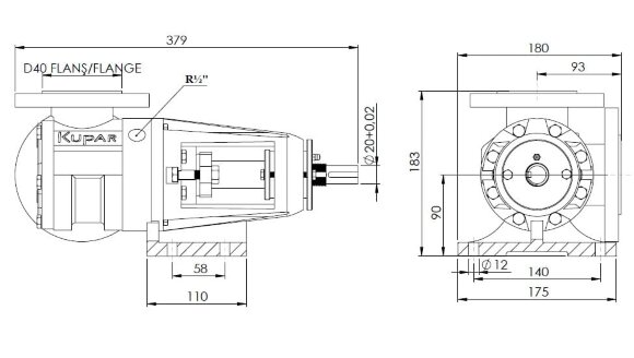 Bomba de engranajes Kupar KIPK 1 1/2 pulgadas-C, AISI 316, 0,4-4 m3/h para productos químicos viscosos Bomba de engranajes Kupar KIPK 1 1/2 pulgadas-C, AISI 316, 0,4-4 m3/h para productos químicos viscosos