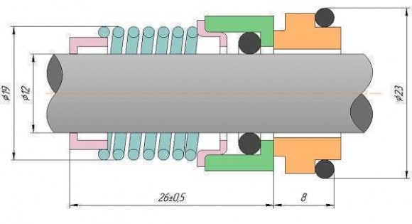 Торцевое уплотнение Grundfos R-706C 12, SIC/SIC, VITON, 304 Торцевое уплотнение Grundfos R-706C 12, SIC/SIC, VITON, 304