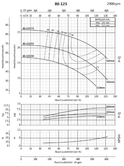 Console pump for circulation BSM 80-125/55 (90/17.4), 5.5kW, 2900