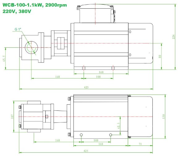 Pompa zębata ze stali nierdzewnej do przesyłu nafty WCB-100/380V 50Hz, 100 l/min, 30 m, AISI 304, 1,1 kW, 2900 obr./min, Ex Pompa zębata ze stali nierdzewnej do przesyłu nafty WCB-100/380V 50Hz, 100 l/min, 30 m, AISI 304, 1,1 kW, 2900 obr./min, Ex