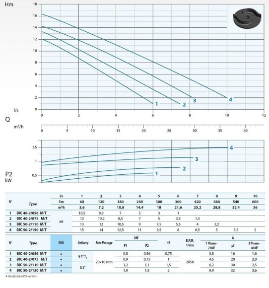 Погружной насос Dreno BIC EVO 50-2/150 M с двухканальным рабочим колесом Погружной насос Dreno BIC EVO 50-2/150 M с двухканальным рабочим колесом