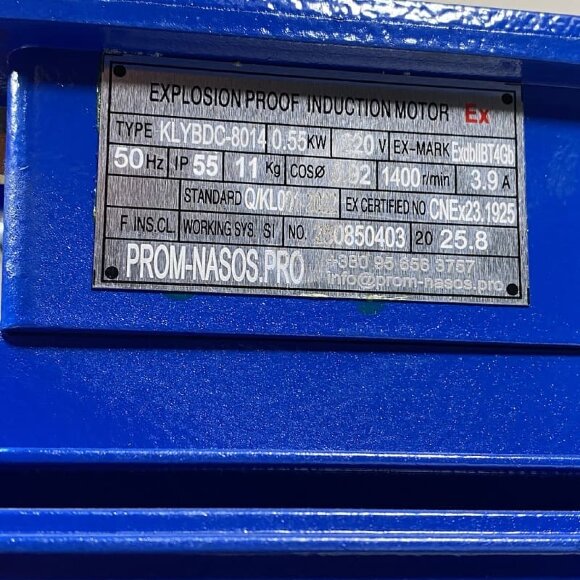 Stainless steel gear pump for pumping viscous liquids WCB-50/220V 50Hz, 25 l/min, 30 m, AISI 304, 0.55 kW, 1400 rpm, Ex Stainless steel gear pump for pumping viscous liquids WCB-50/220V 50Hz, 25 l/min, 30 m, AISI 304, 0.55 kW, 1400 rpm, Ex