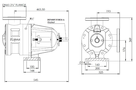 Bomba de engranajes de acero inoxidable Kupar KIPK 2 1/2 pulgadas-C, AISI 316, 5-25 m3/h Bomba de engranajes de acero inoxidable Kupar KIPK 2 1/2 pulgadas-C, AISI 316, 5-25 m3/h