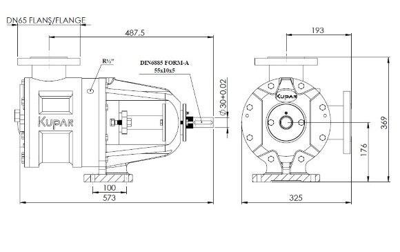 Bomba para productos químicos, ácidos Bomba de engranajes Kupar KIP 2 1/2 in-C, AISI 316, 7-35 m3/h Bomba para productos químicos, ácidos Bomba de engranajes Kupar KIP 2 1/2 in-C, AISI 316, 7-35 m3/h