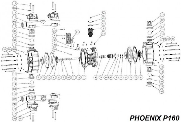 Flüssigkeitsseitige Membran, PTFE, PHOENIX P160, P250