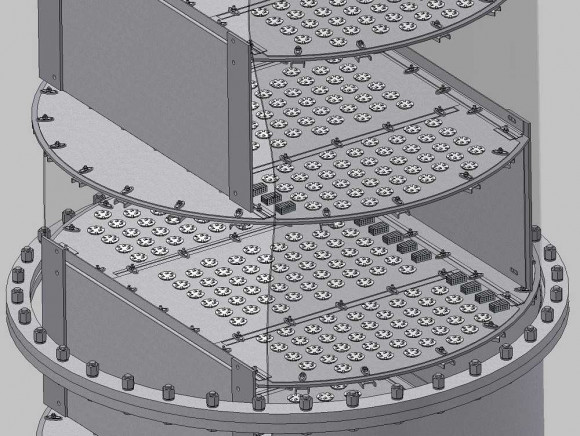 Plato de válvulas EDV® ADV® 2200 mm para destilación, rectificación, craqueo Plato de válvulas EDV® ADV® 2200 mm para destilación, rectificación, craqueo