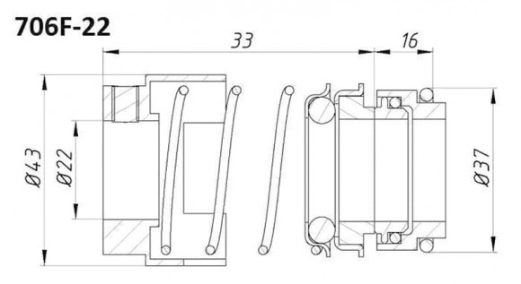 Mechanical seal for Grundfos R-706F 16, TC/TC, VITON, 316 Mechanical seal for Grundfos R-706F 16, TC/TC, VITON, 316