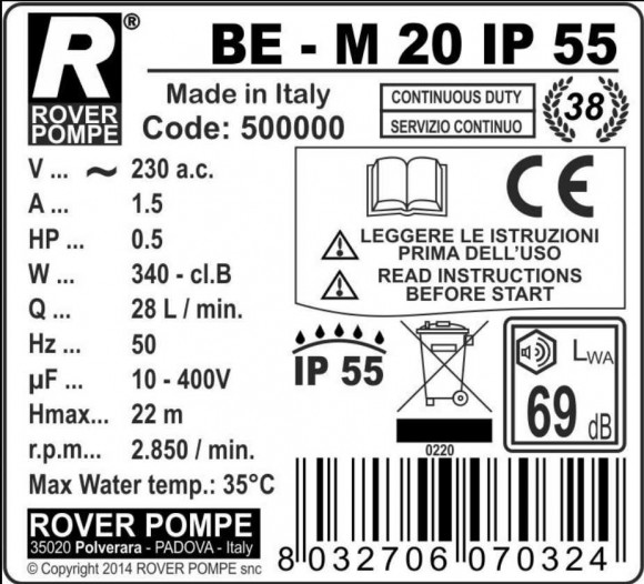 BE-M 20 IP55 Flüssigkeitsringpumpe BE-M 20 IP55 Flüssigkeitsringpumpe
